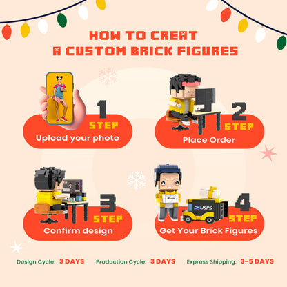 Creative Building Block Customizable Fully Body 2 People Custom Brick Figures Persanalized Cute Face Brick Figures