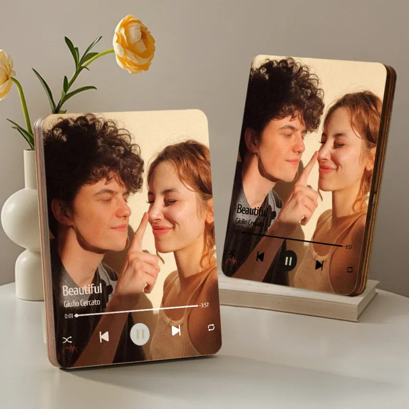 Custom Music Photo Frame That Plays Music Without Cell Phone Wooden Music Record Player Wedding Anniversary Gifts