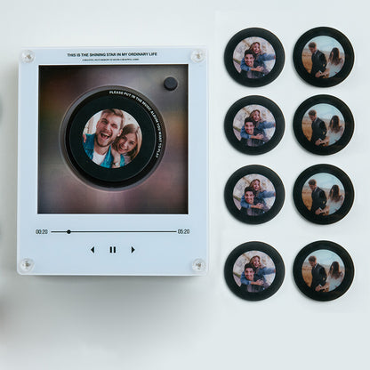 Custom Mini Vinyl Record Player with 9 Magnetic Discs, Personalized Music Gift for Couples, Anniversary Memories