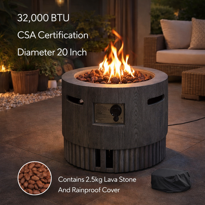 32000 BTU, CSA Certification Diameter 20 Inch Round Outdoor Gas Fire Pit, Contain 2.5kg Lava Stone And Rainproof Cover
