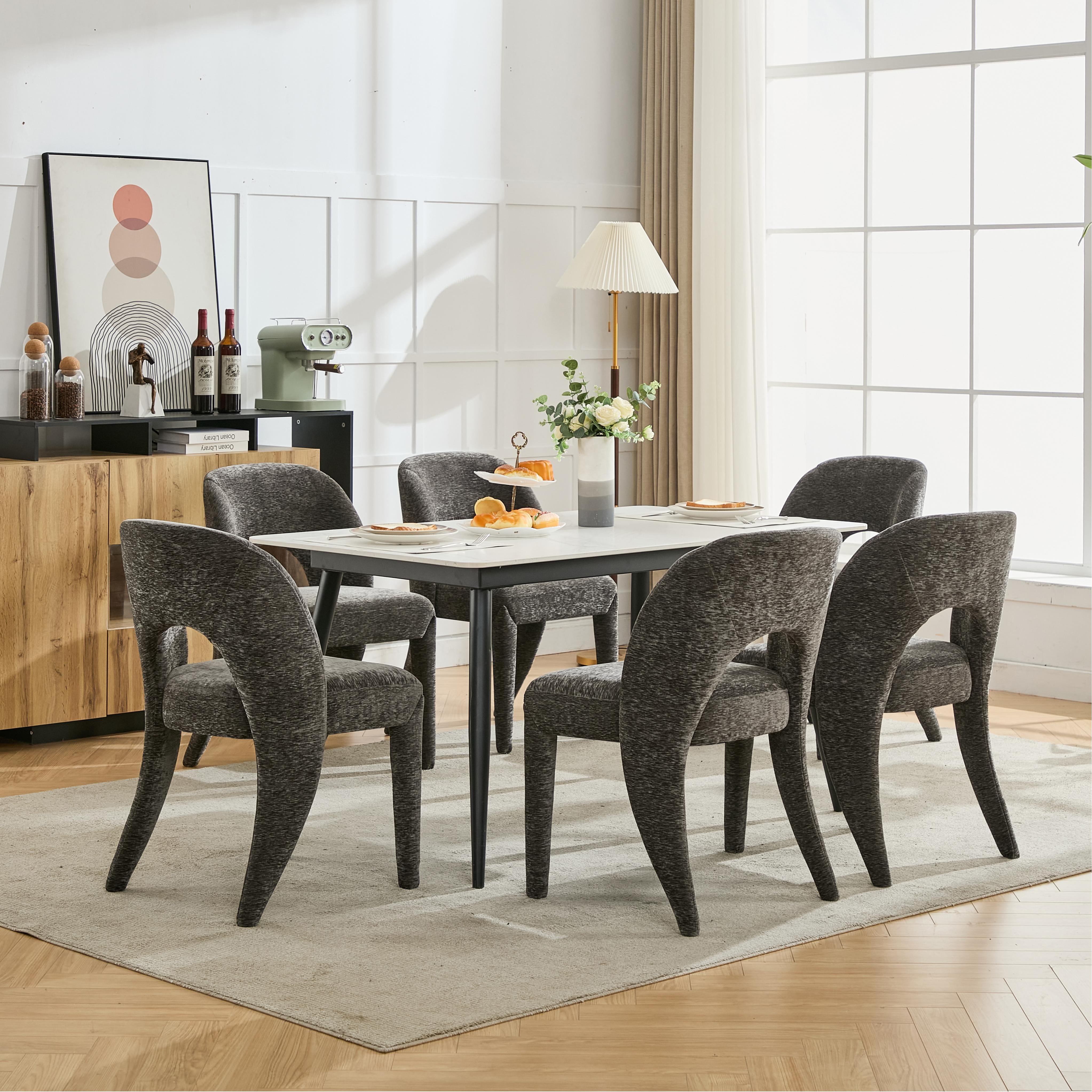 Set of 2 Dining Chairs Features a Hollowed-Out backrest Design for Restaurant Kitchens