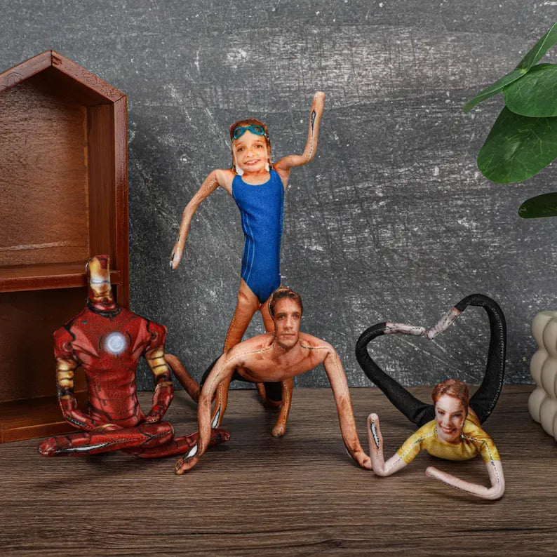 Personalized Mini Me Doll with Poseable Body, Custom Photo Doll Gift