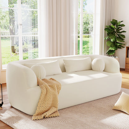 86' Chenille Boneless Couch, Upholstered Sofa with Pillows, No Assembly Curved Cloud Couch with High-Density Foam, 3-Seater Luxury Modern Compressed Sofa