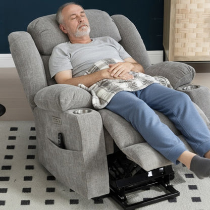 Power Lift Recliner Chair Heavy Duty Massage Heating USB Grey