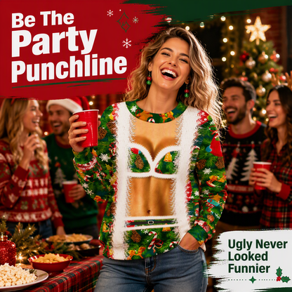 Funny Sexy Body Ugly Christmas Sweatshirt – Novelty Christmas Party Pullover, Hilarious Holiday Gift for Men & Women