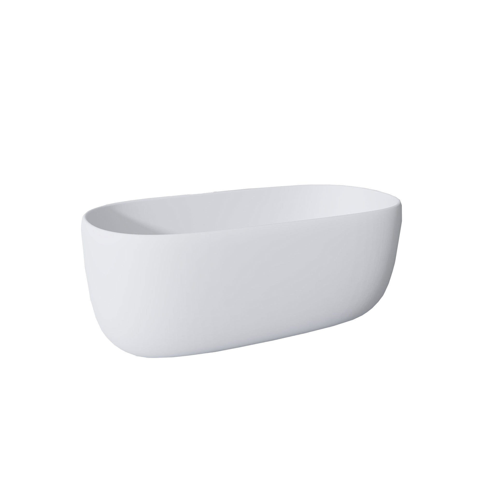 51" Freestanding Solid Surface Bathtub White Resin Stone Modern Soaking Tub - Airayvis