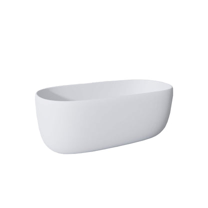 51" Freestanding Solid Surface Bathtub White Resin Stone Modern Soaking Tub - Airayvis