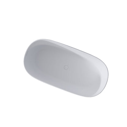 51" Freestanding Solid Surface Soaking Tub White Stone Resin Bathtub - Airayvis