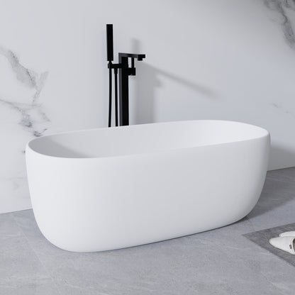 51" Freestanding White Resin Stone Soaking Tub for Modern Bathrooms - Airayvis