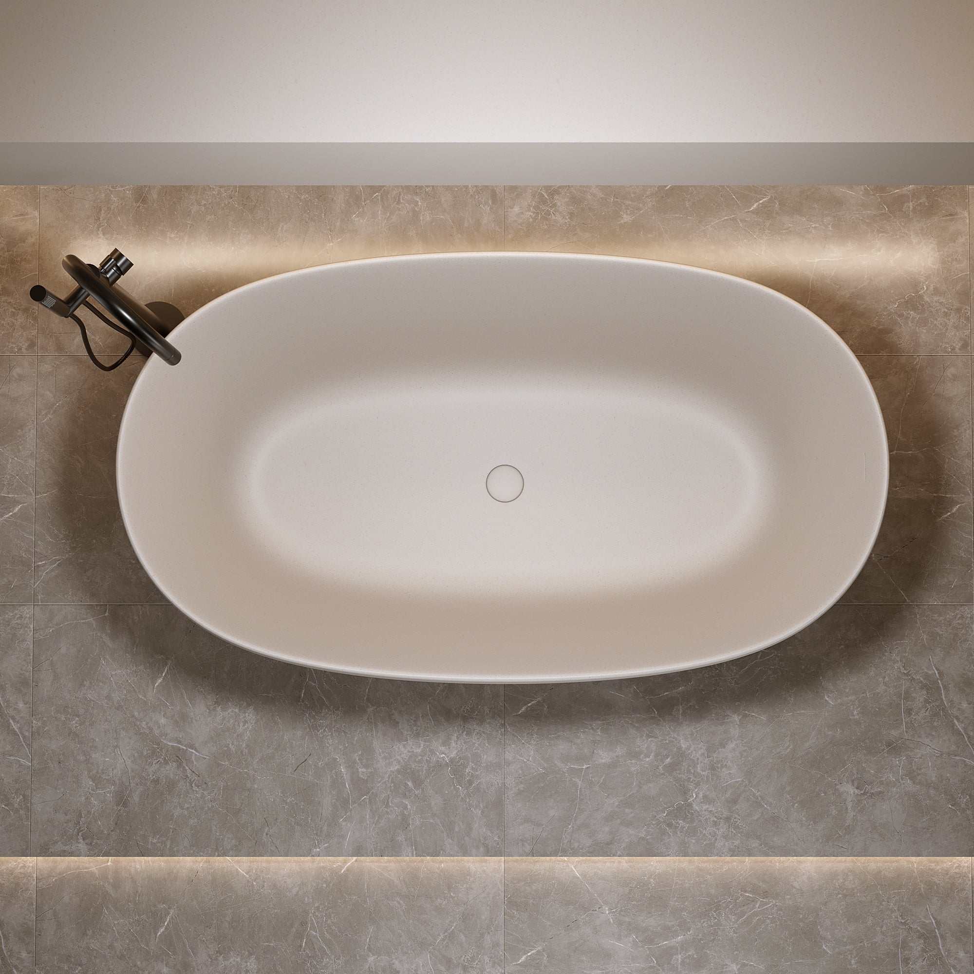 51" Stone Resin Freestanding Bathtub | Solid Surface Soaking Tub - Airayvis