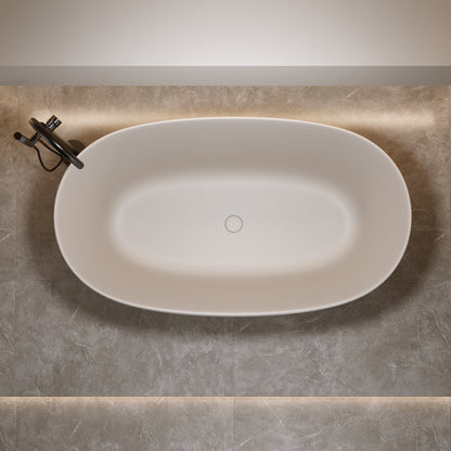 51" Stone Resin Freestanding Bathtub | Solid Surface Soaking Tub - Airayvis