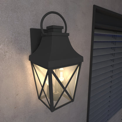 Outdoor Wall Lights, Porch Lights, Waterproof Outdoor Wall Sconce, Exterior Light Fixture Matte Black with Clear Glass Shade (1 pack)