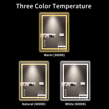 Anti-Fog LED Touch Smart Bathroom Mirror