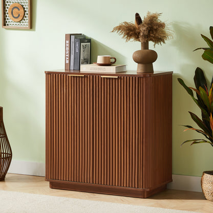 31.5'' Buffet Cabinet Sideboard with Storage Curved wave Design for Bedroom, Living Room, Hallway, Walnut,31.5''W x 15.75''D x 31.5''H.