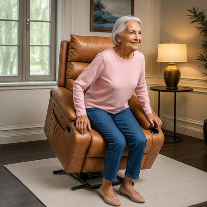 Electric Power Lift Recliner Chair Sofa Elderly Massage Cup Holder Brown