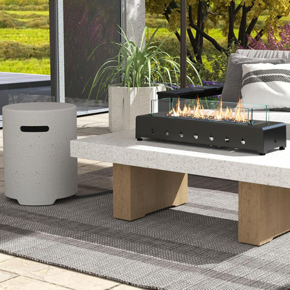 28-Inch Rectangle Fire Pit, 40000BTU Outdoor Propane Fire Pit, Wind-Resistant Firepits, Durable Iron Stylish Glass Beads Design