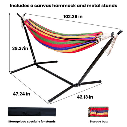 Brazilian-Style Canvas Hammock with/without Metal Stand & Storage Bag
