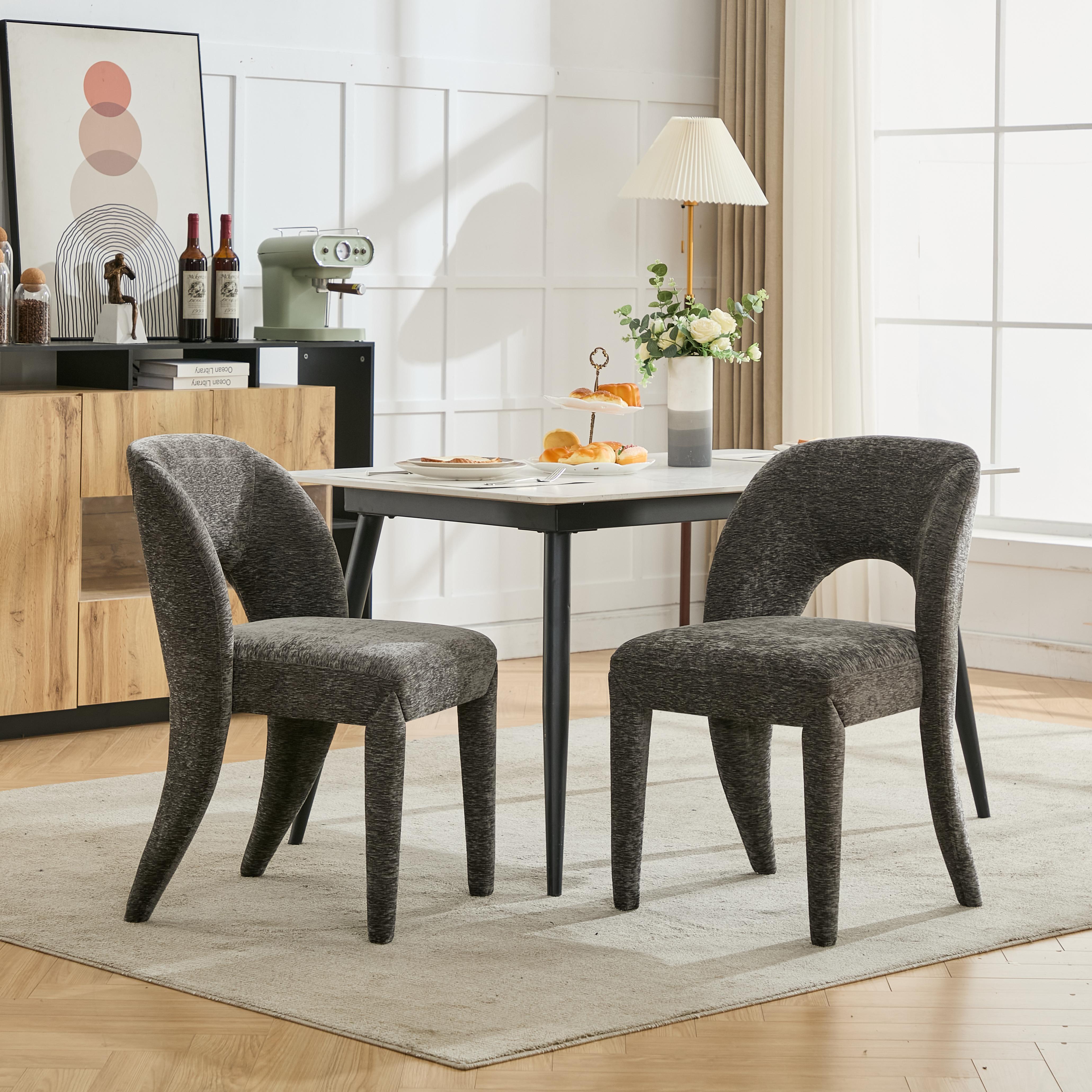 Set of 2 Dining Chairs Features a Hollowed-Out backrest Design for Restaurant Kitchens