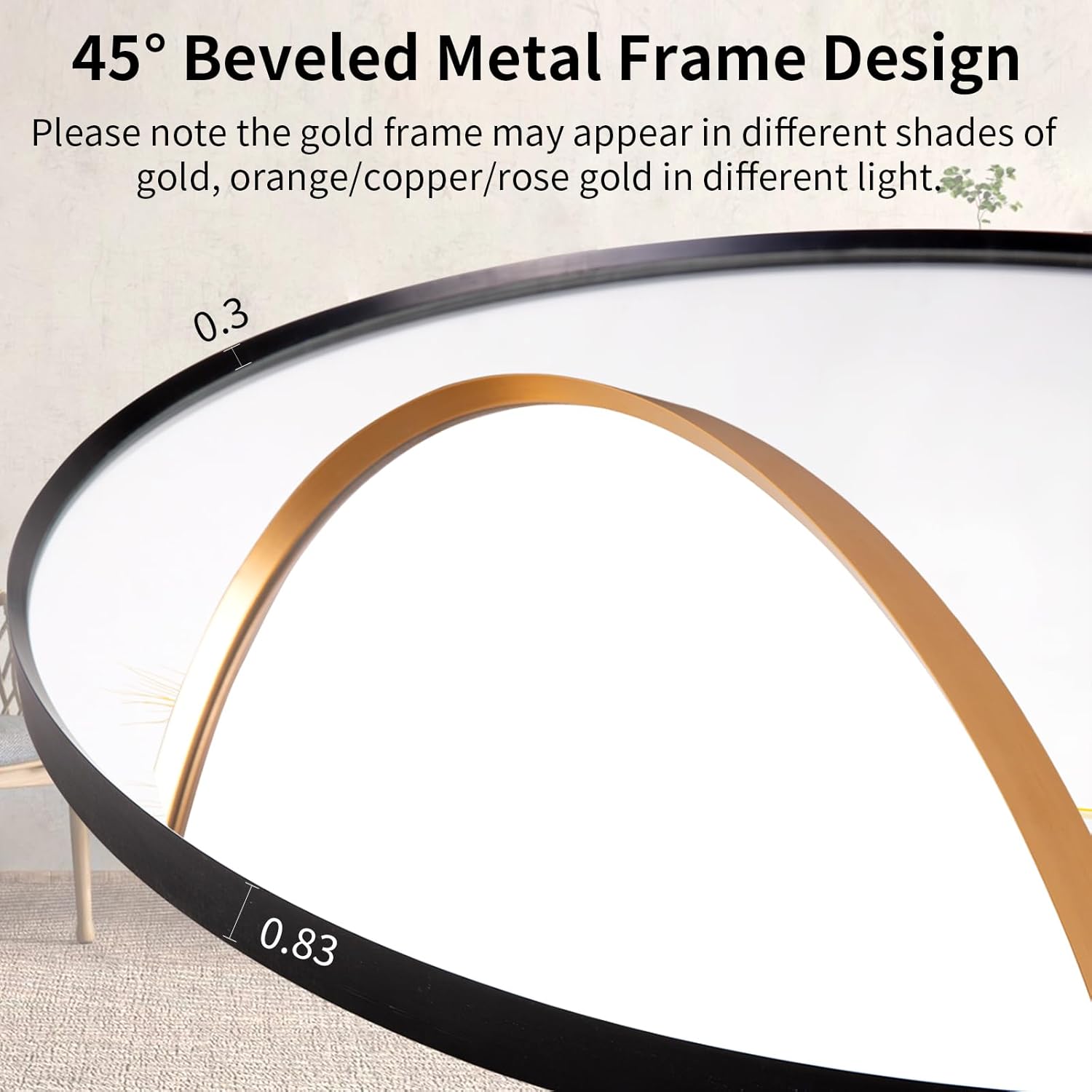 Round LED Bathroom Mirror Touch Control Three Color Light