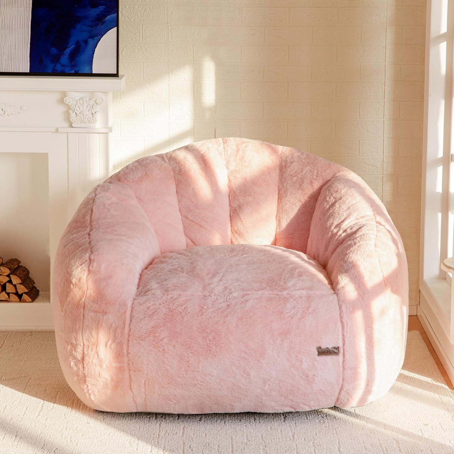Oversized Faux Fur Bean Bag Chair Stuffed Lounge Sofa for Adults & Kids Perfect for Gaming Reading & Relaxing