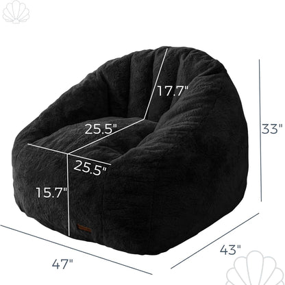 Oversized Faux Fur Bean Bag Chair Stuffed Lounge Sofa for Adults & Kids Perfect for Gaming Reading & Relaxing