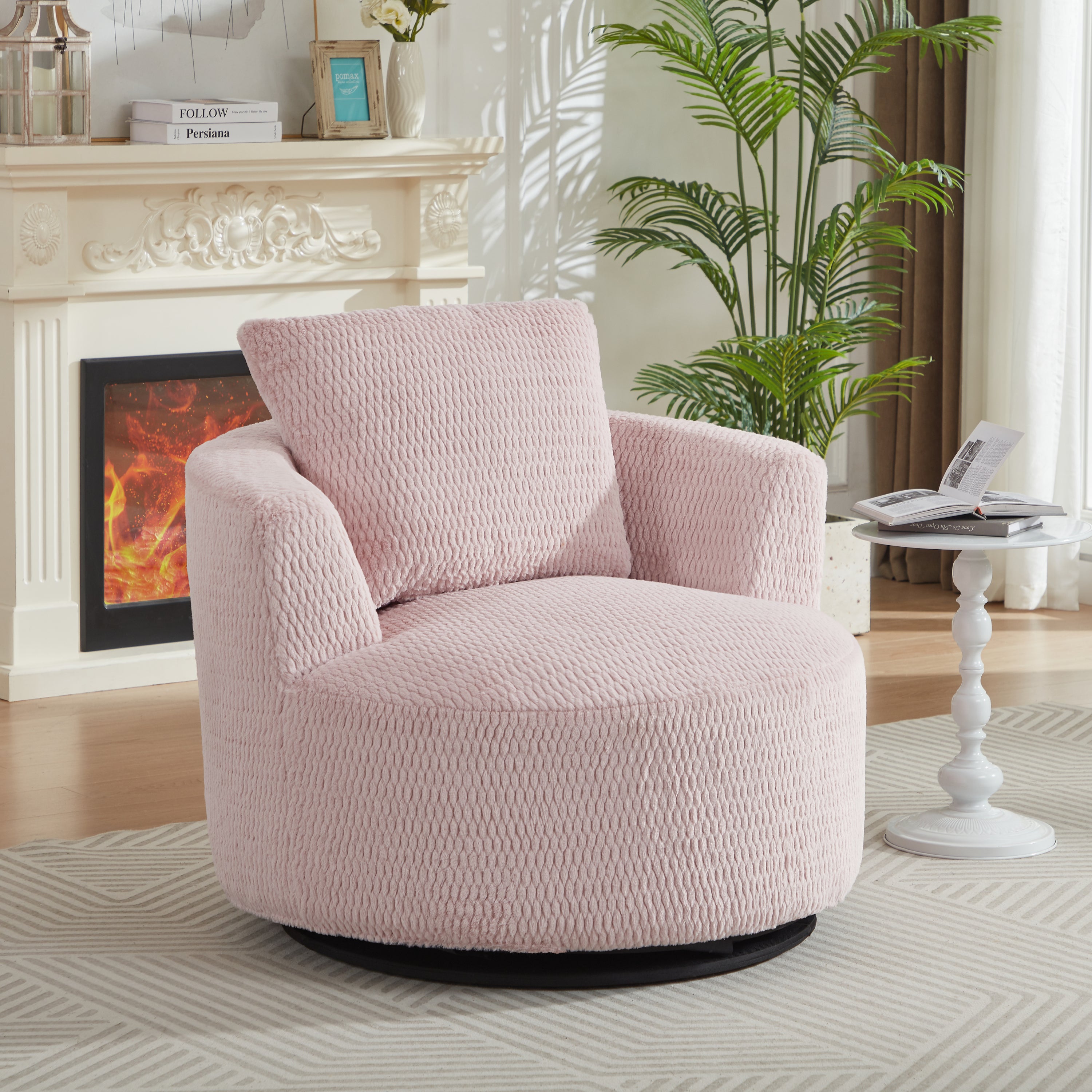 Compressible 360° Swivel Accent Chair,- Modern Comfort Seating for Living Room,Office,Apartment