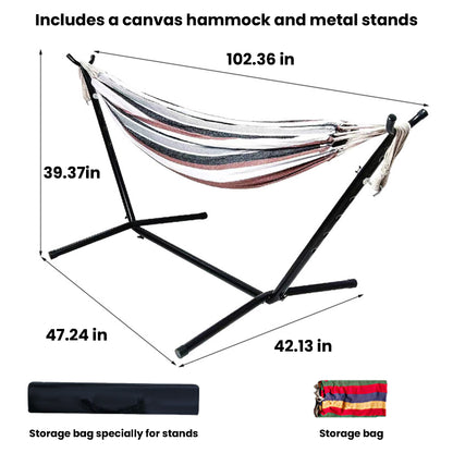 Brazilian-Style Canvas Hammock with/without Metal Stand & Storage Bag