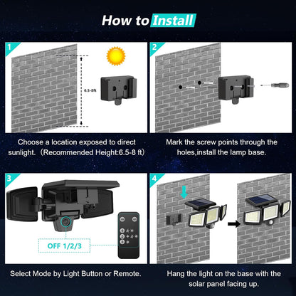 Wall mounting and solar panel positioning instructions