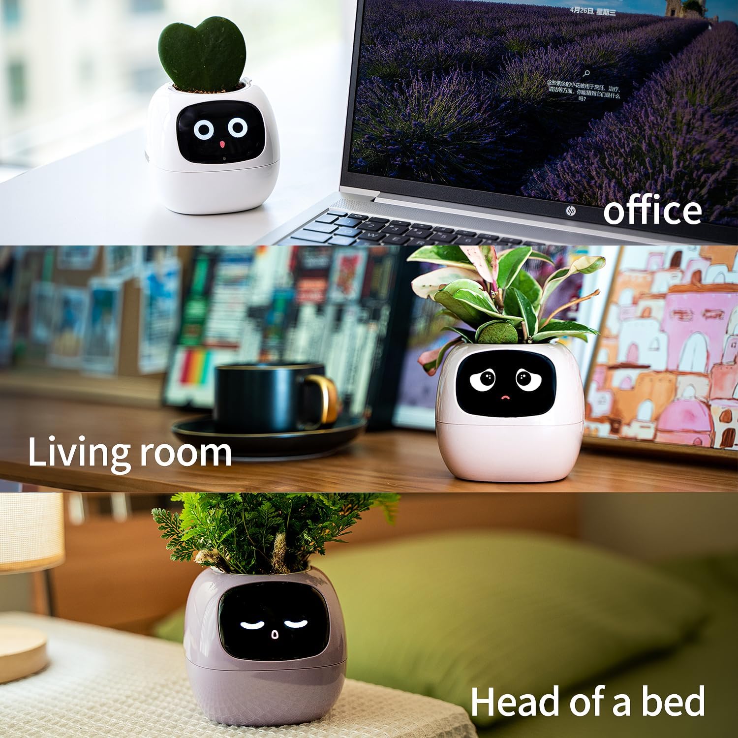 Smart Pet Planter Robot Guidance on Plant Care with Emojis, Adorable Plant Companion with Rich Gesture Interaction
