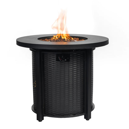 30' Propane Gas Fire Pit Table, 50000 BTU Round Steel Fire Pit for Outside Patio Garden