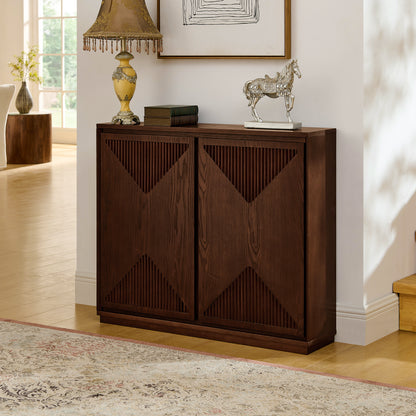 Mid Century Modern V-shape Storage Cabinet, Buffet Cabinet with Storage, Narrow Side Cabinet for Living Room Entryway Hallway Kitchen, Coffee Bar, Dark Walnut