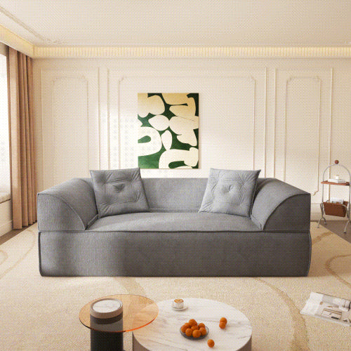 3-in-1 Convertible Sofa Bed, 79.5' Modern Deep Seat Couch with 2 Pillows, 3-Seater Sofa, Sparkling Chenille Fabric Sofa,Chaise Lounge for Living Room, Studio,Office,Grey