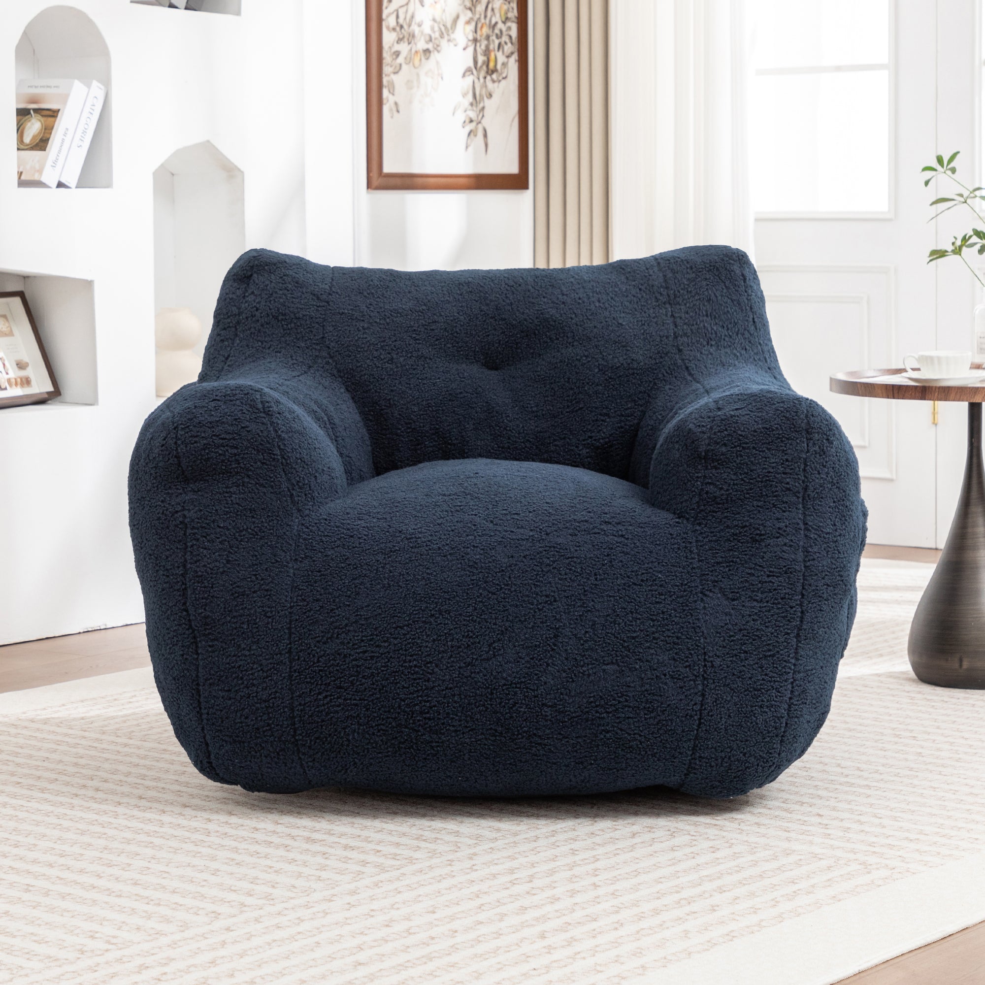 Bean Bag Chair, Bean Bag Sofa Chair with Armrests Stuffed High-Density Foam, Lazy Sofa Comfy Chairs BeanBag Chair for Adults in Living Room,Bedroom Reading
