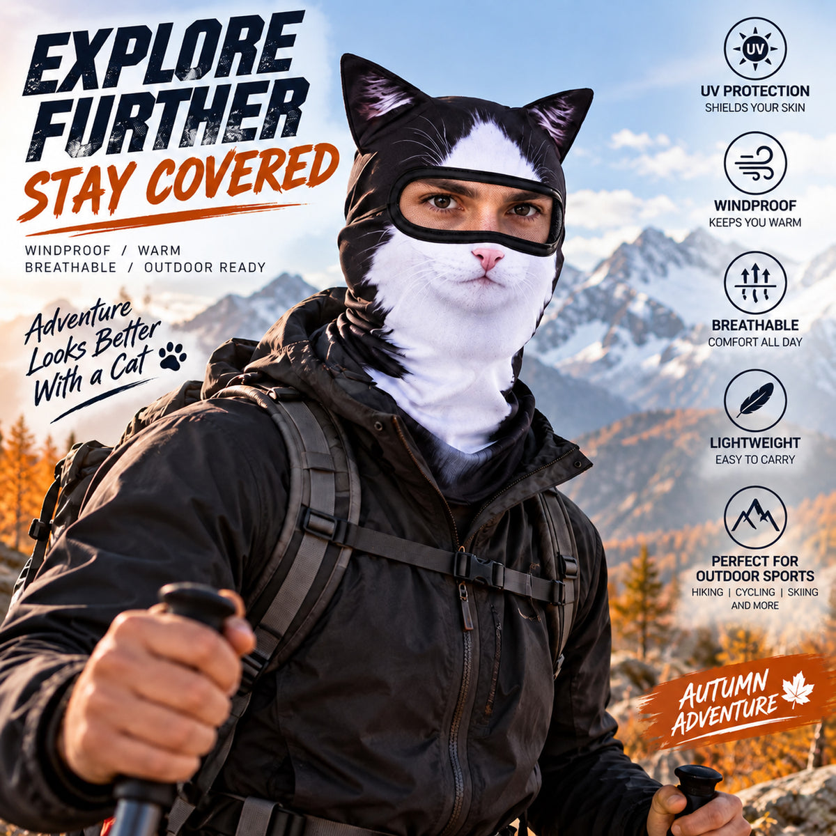 Funny Animal Print Face Covering Lightweight Outdoor Mask for Cycling Hiking and Sports