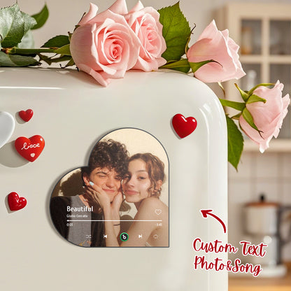FridgeBeats Framed Custom Music Fridge Magnet Custom Heart Frame Album Fridge Magnet Music Wall Photo Sticker