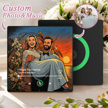 FridgeBeats Framed 4.0 Custom Photo Music Fridge Magnet Various Cartoon Style Song Fridge Magnet That Can Play Songs Wedding Gift