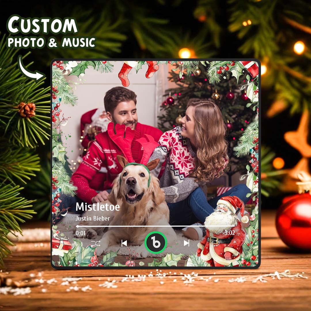 FridgeBeats Framed Custom Family Photo Music Fridge Magnet Christmas Gifts for Family Personalized Music Magnets Can Play Songs