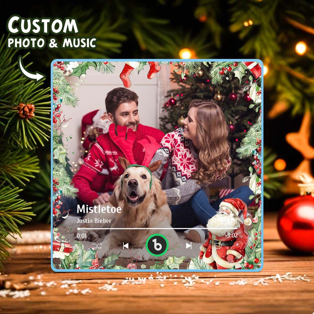 FridgeBeats Framed Custom Family Photo Music Fridge Magnet Christmas Gifts for Family Personalized Music Magnets Can Play Songs