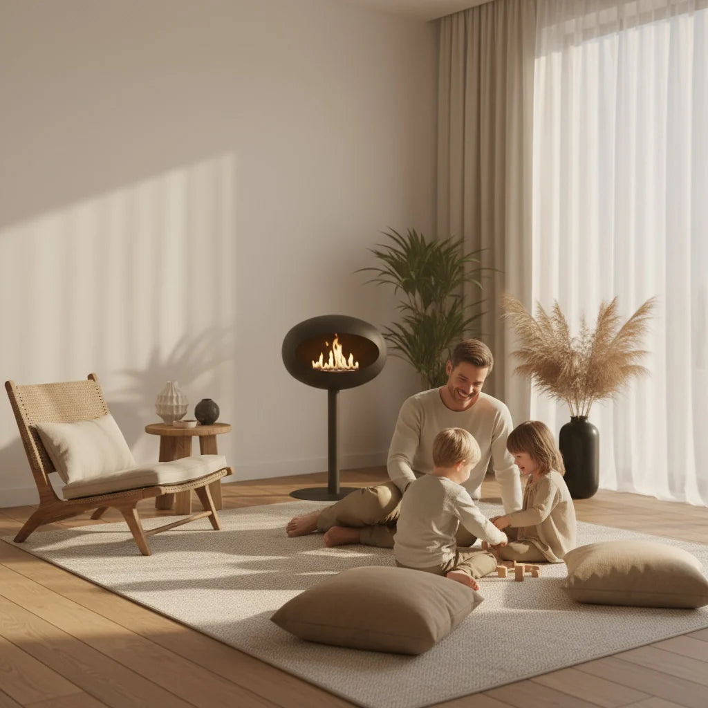 Minimalist Bio-Ethanol Fireplace for Smoke-Free Luxury Living in a customer room