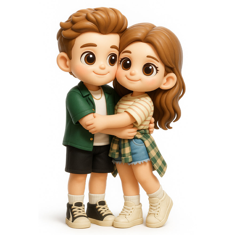 Custom Cute 3D Mini Figure Office Desk Figurine Based on Your Picture（ Includes Engraved Wooden Base）