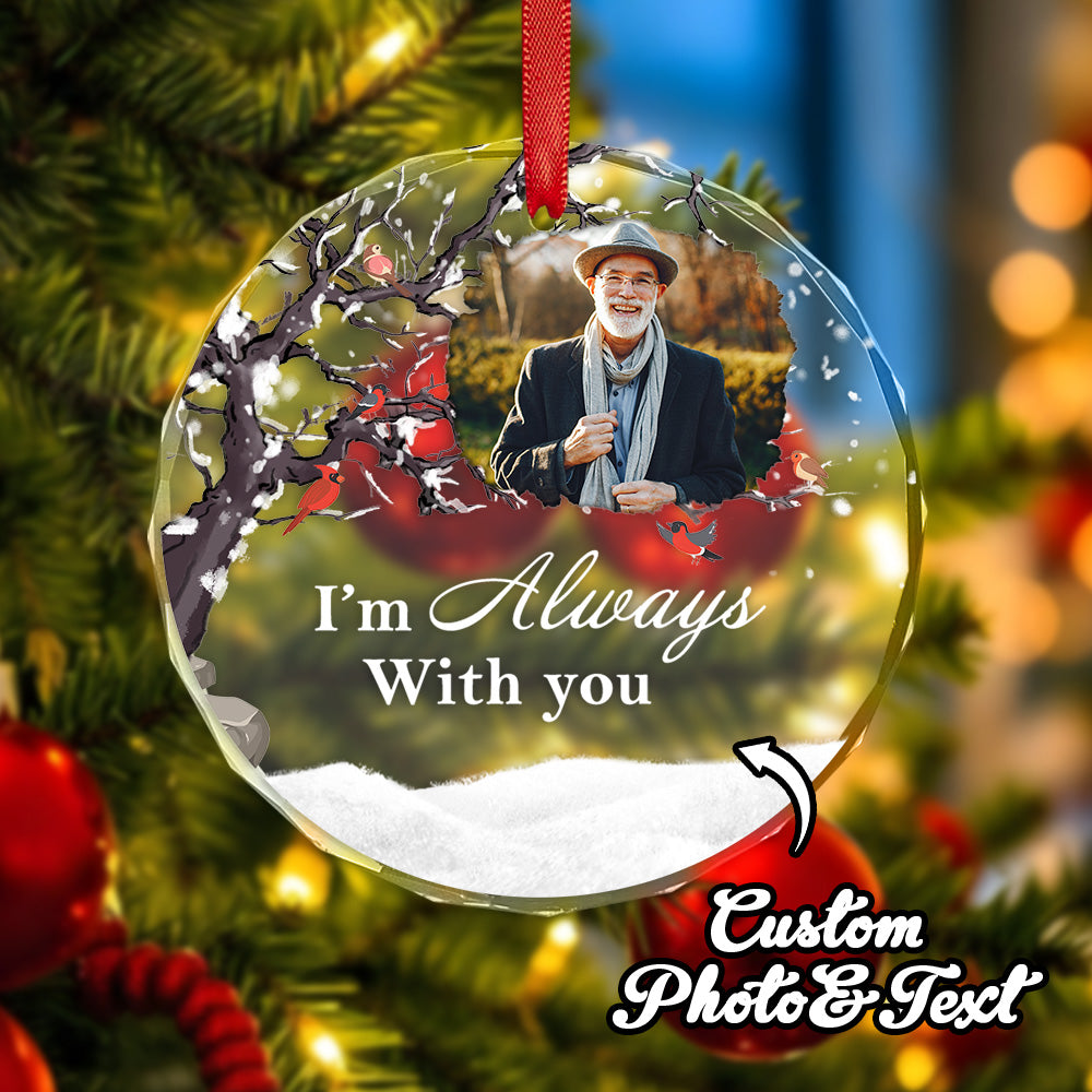 Personalized Photo & Text Glass Christmas Ornament – Custom Holiday Decoration & Memorial Gift