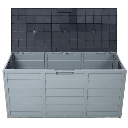 Outdoor Patio Transformable Sofa with Storage - Grey Plastic Design for Courtyard and Backyard Use