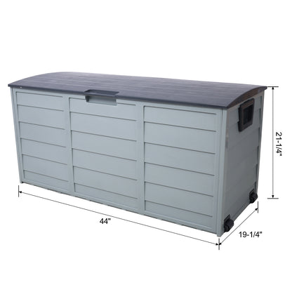 Outdoor Patio Transformable Sofa with Storage - Grey Plastic Design for Courtyard and Backyard Use