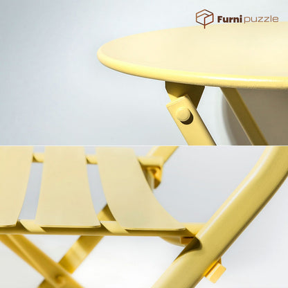 Garden Patio Foldable Round Table 3 Piece Set of Foldable Patio Table and Chairs