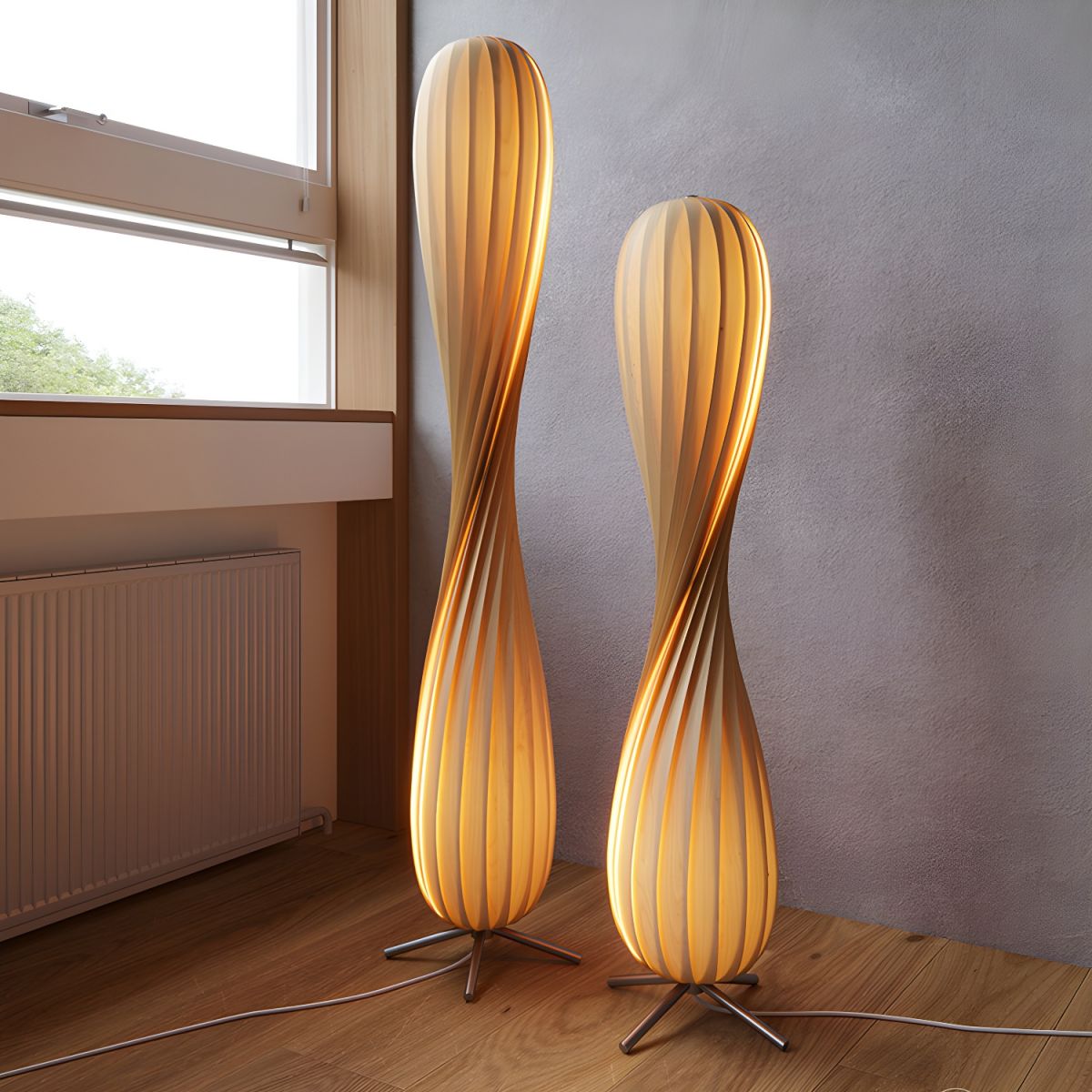 Modern Sculptural Twist Floor Lamp – Warm Ambient LED Standing Lamp for Bedroom & Living Room