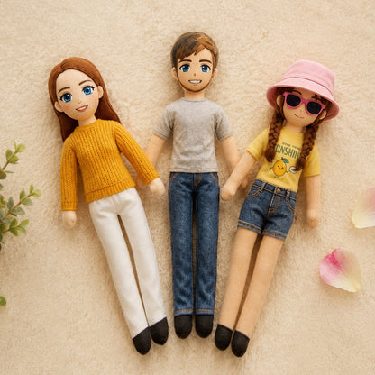 Personalized Mini Me Doll with Poseable Body, Custom Photo Doll Gift