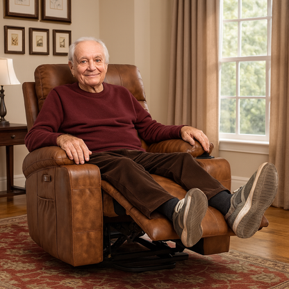 Electric Power Lift Recliner Chair Sofa Elderly Massage Cup Holder Brown