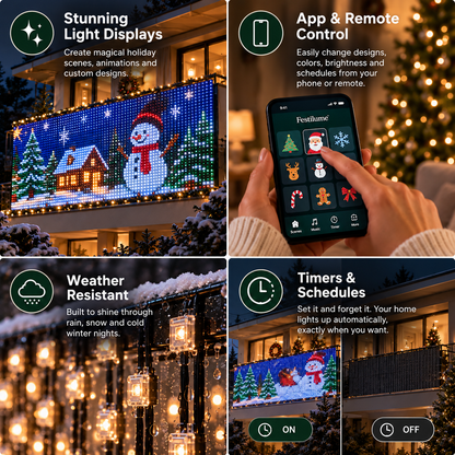 Animated Christmas curtain light scenes and app controls