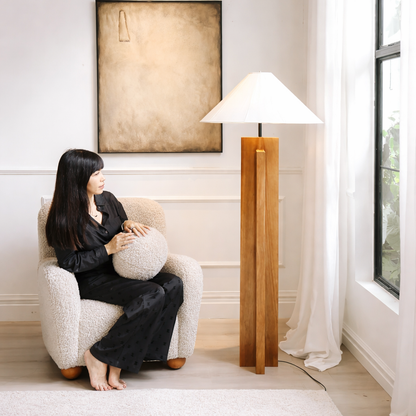 Natural Wood Floor Lamp Minimalist Wooden Floor Light