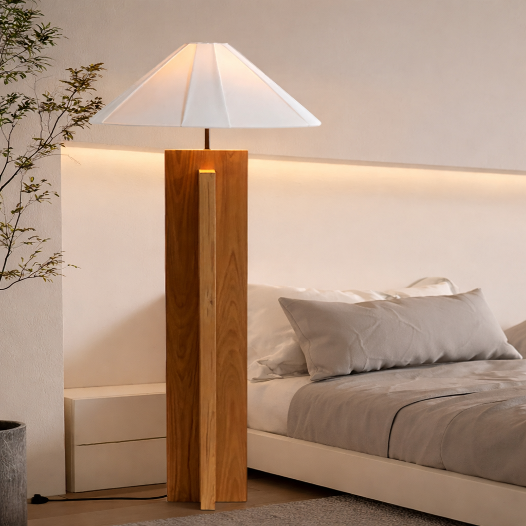 Natural Wood Floor Lamp Minimalist Wooden Floor Light